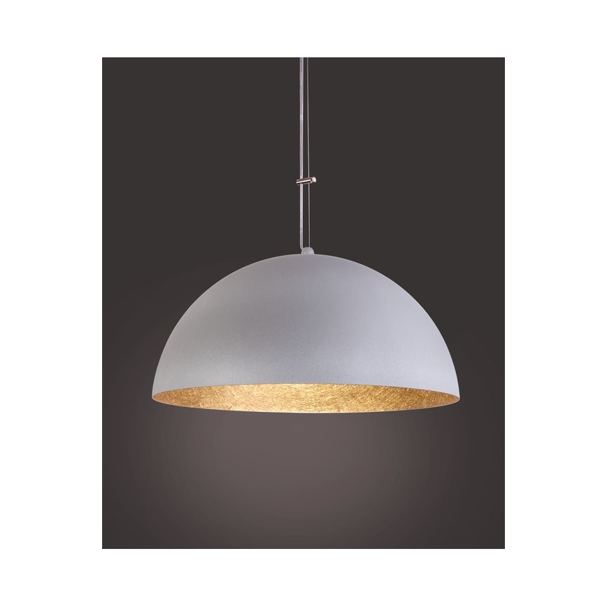 Luster na lanku SFERA 1xE27/60W/230V pr. 50 cm šedá/zlatá