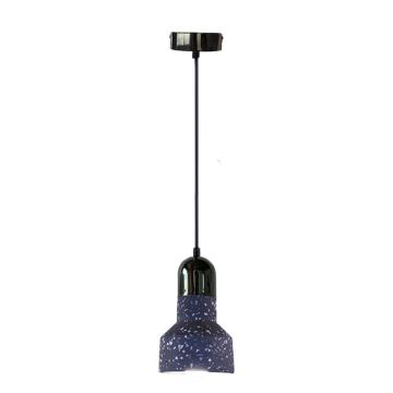 Luster na lanku TERRAZZO 1xE27/60W/230V pr. 12 cm čierna