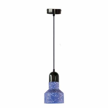 Luster na lanku TERRAZZO 1xE27/60W/230V pr. 12 cm modrá