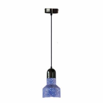 Luster na lanku TERRAZZO 1xE27/60W/230V pr. 12 cm modrá