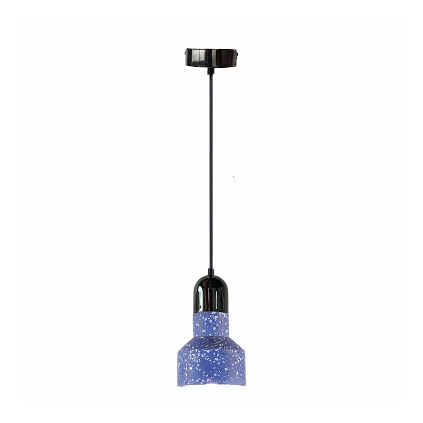 Luster na lanku TERRAZZO 1xE27/60W/230V pr. 12 cm modrá