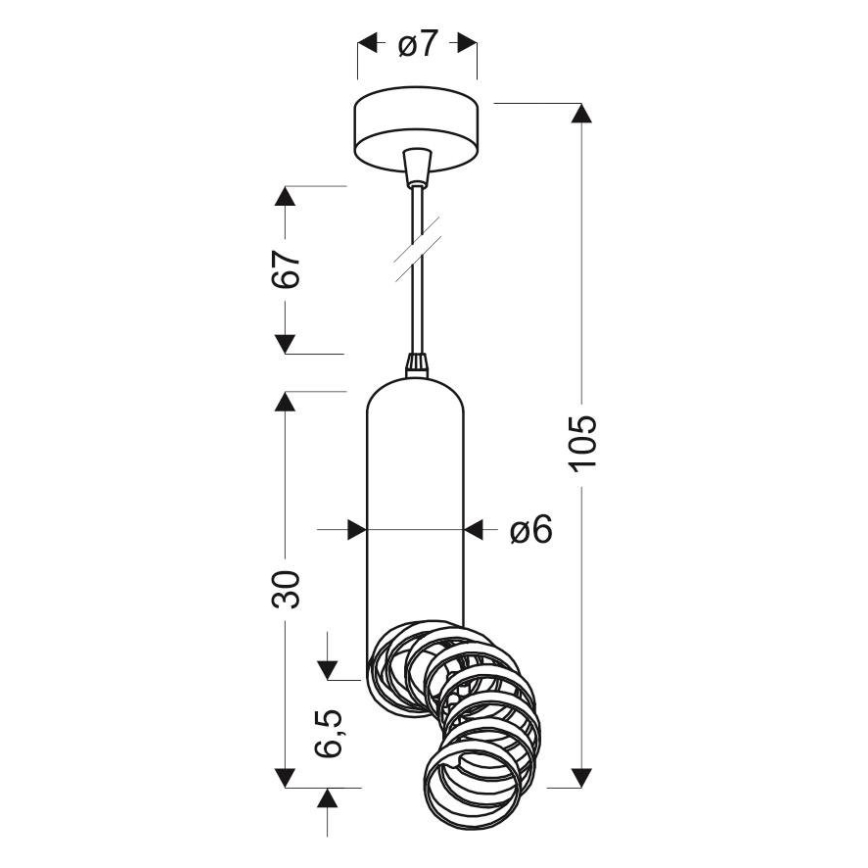 Luster na lanku TUBA 1xGU10/50W/230V biela