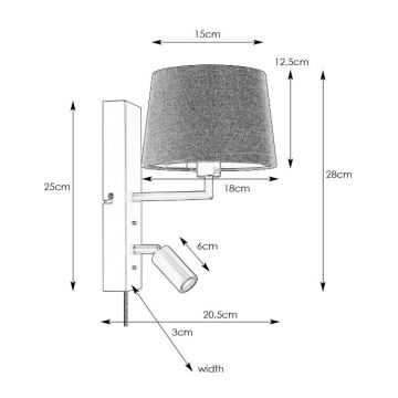 Markslöjd 108596 - LED Nástenná lampa s USB COMO 1xE14/40W/230V + LED/3W biela/chróm