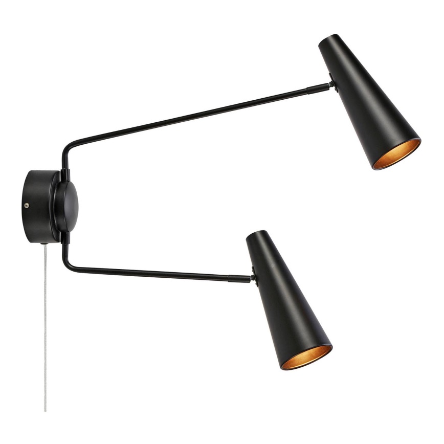 Markslöjd 108690 - Nástenná lampa PEAK 2xE14/40W/230V čierna
