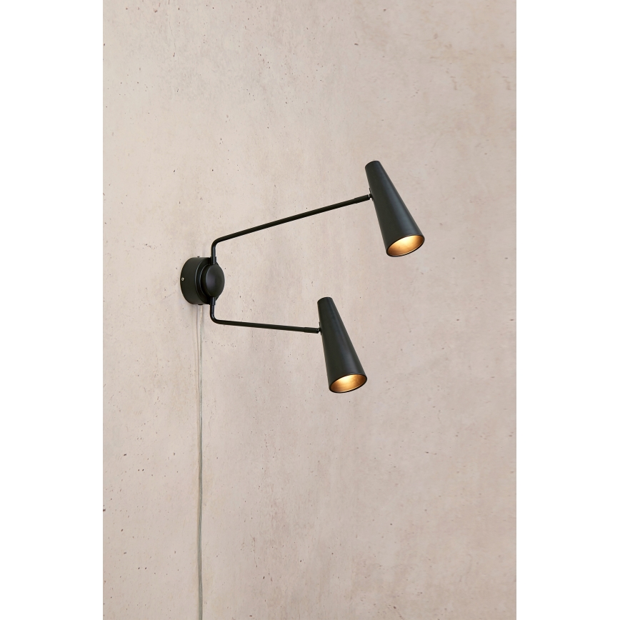 Markslöjd 108690 - Nástenná lampa PEAK 2xE14/40W/230V čierna