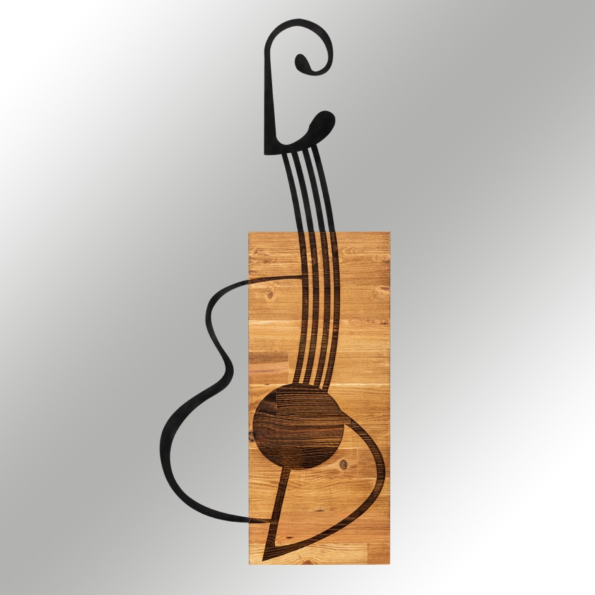 Nástenná dekorácia 39x93 cm gitara drevo/kov