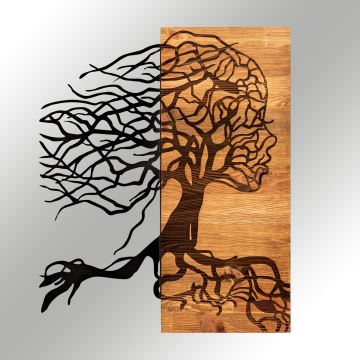 Nástenná dekorácia 47x58 cm strom života drevo/kov