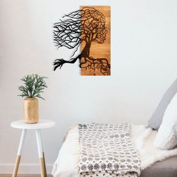 Nástenná dekorácia 47x58 cm strom života drevo/kov