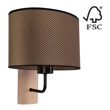 Nástenná lampa MERCEDES 1xE27/25W/230V hnedá/dub – FSC certifikované