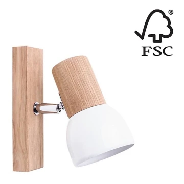 Nástenné bodové svietidlo SVENDA 1xE27/60W/230V dub – FSC certifikované