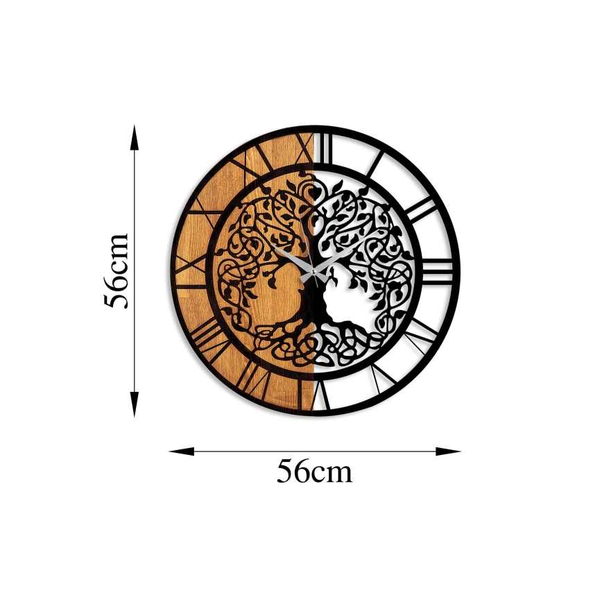 Nástenné hodiny pr. 56 cm 1xAA drevo/kov