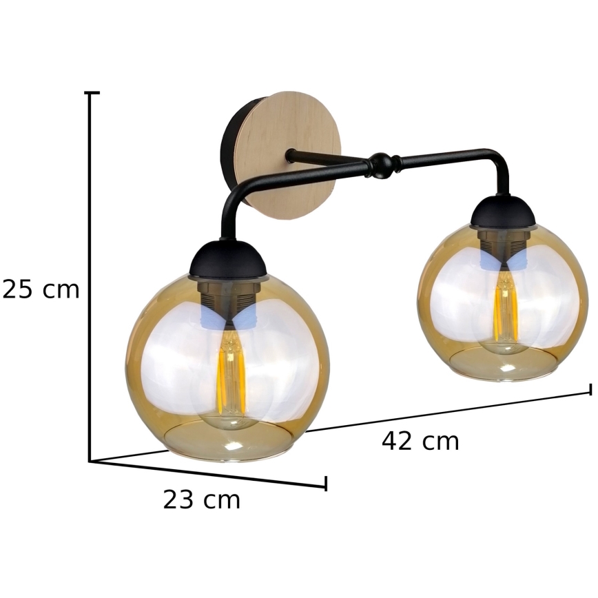 Nástenné svietidlo MELLE WOOD 2xE27/60W/230V