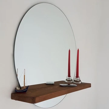 Nástenné zrkadlo s policou SUNSET 70x70 cm borovica