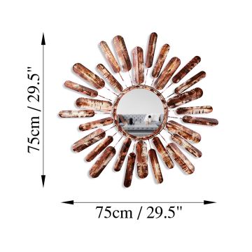 Nástenné zrkadlo SLNKO pr. 75 cm hnedá