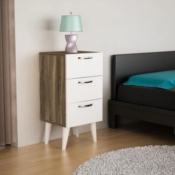 Nočný stolík BELLINI 80x40 cm hnedá/biela