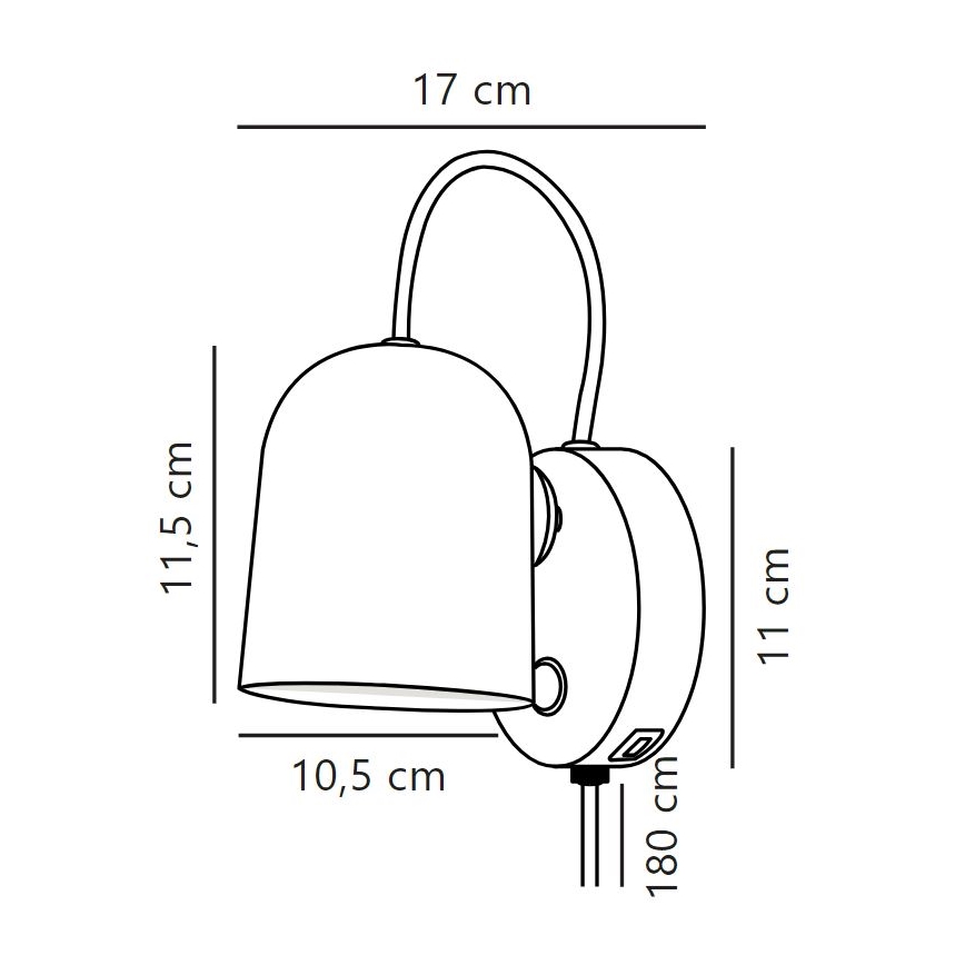 Nordlux - Nástenné bodové svietidlo s USB portem ANGLE 1xGU10/25W/230V biela