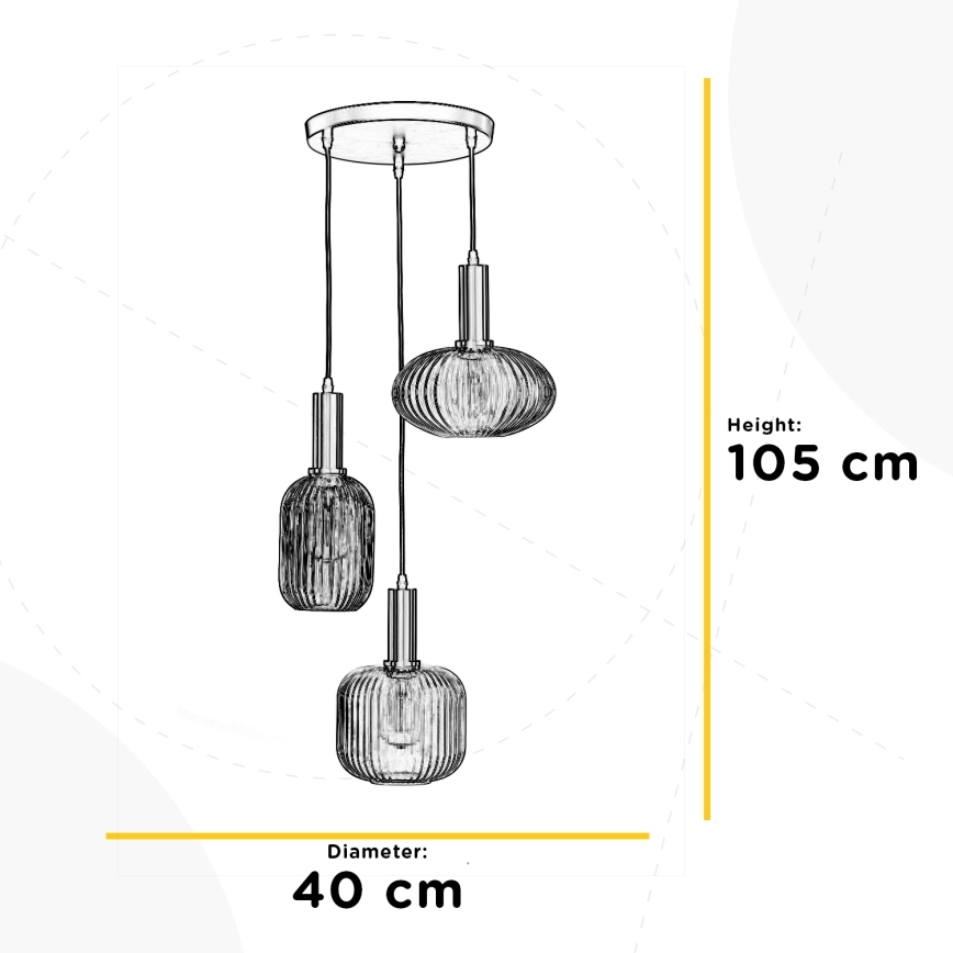 ONLI - Luster na lanku DOROTY 1xE27/22W/230V modrá/zlatá