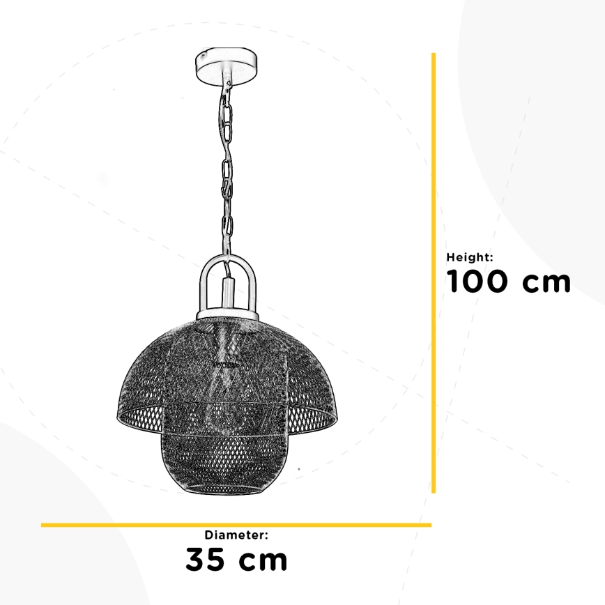 ONLI - Luster na lanku ZAIR 1xE27/22W/230V čierna/strieborná