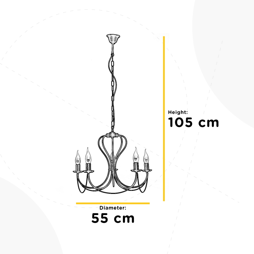 ONLI - Luster na reťazi CANDELA 5xE14/6W/230V čierna