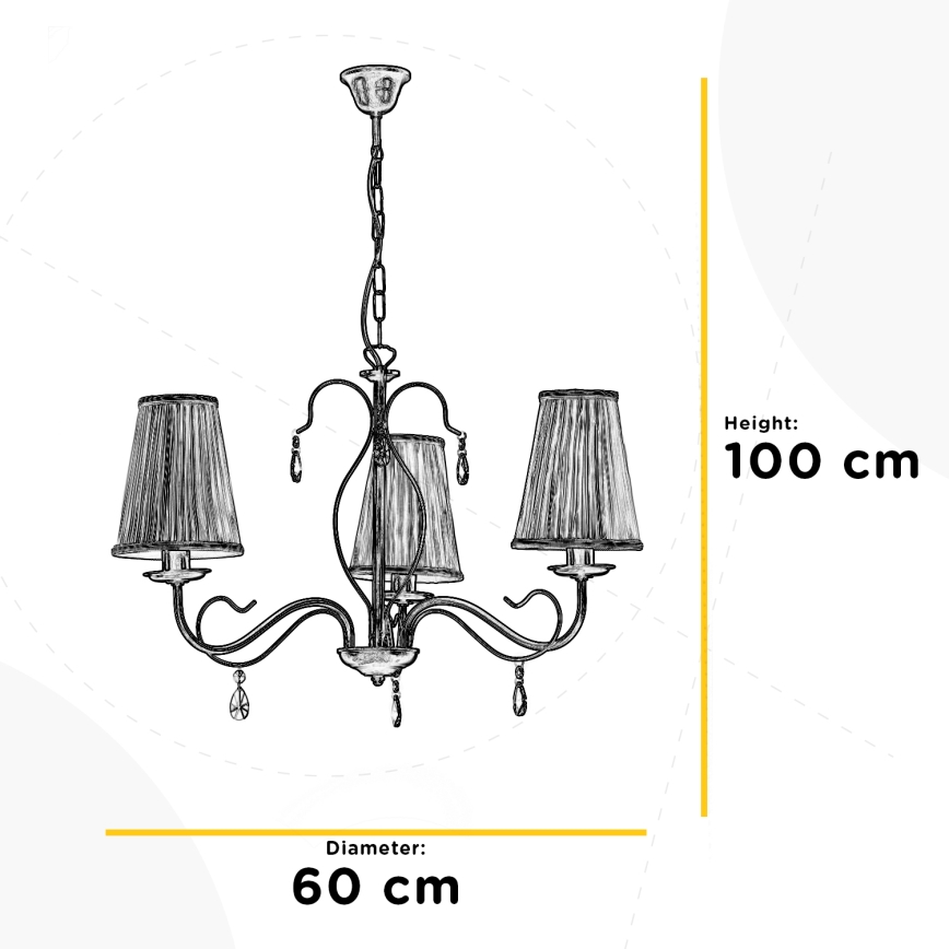 ONLI - Luster na reťazi DELIA 3xE14/6W/230V