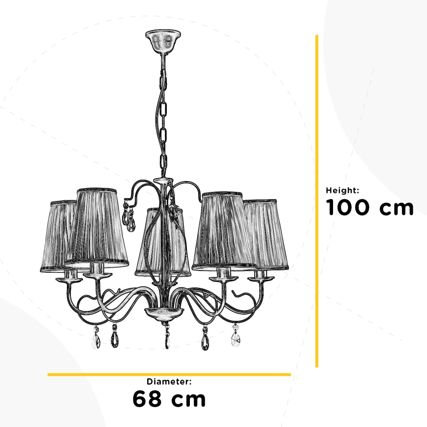 ONLI - Luster na reťazi DELIA 5xE14/6W/230V