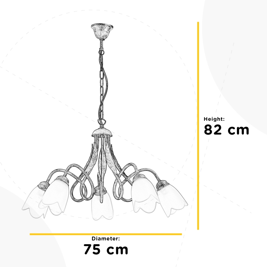 ONLI - Luster na reťazi DOPPIO GIRO 5xE14/6W/230V zlatá