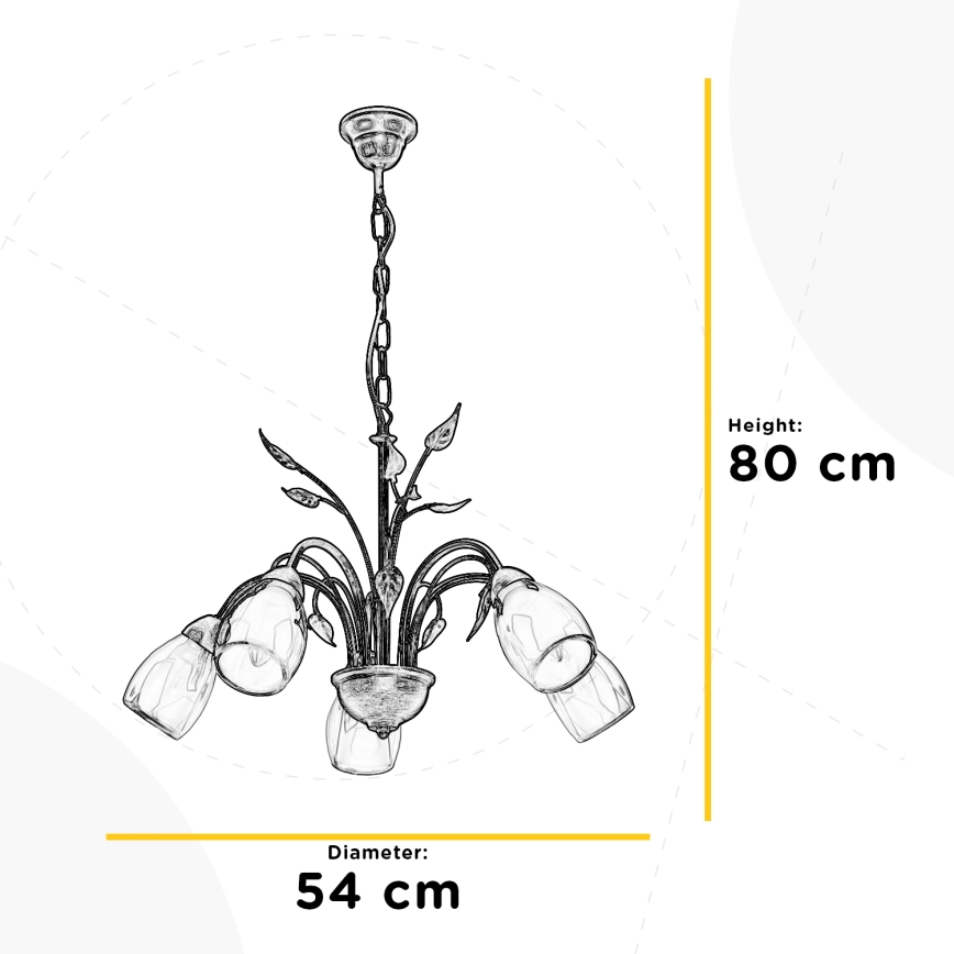 ONLI - Luster na reťazi LILIANA 5xE14/6W/230V