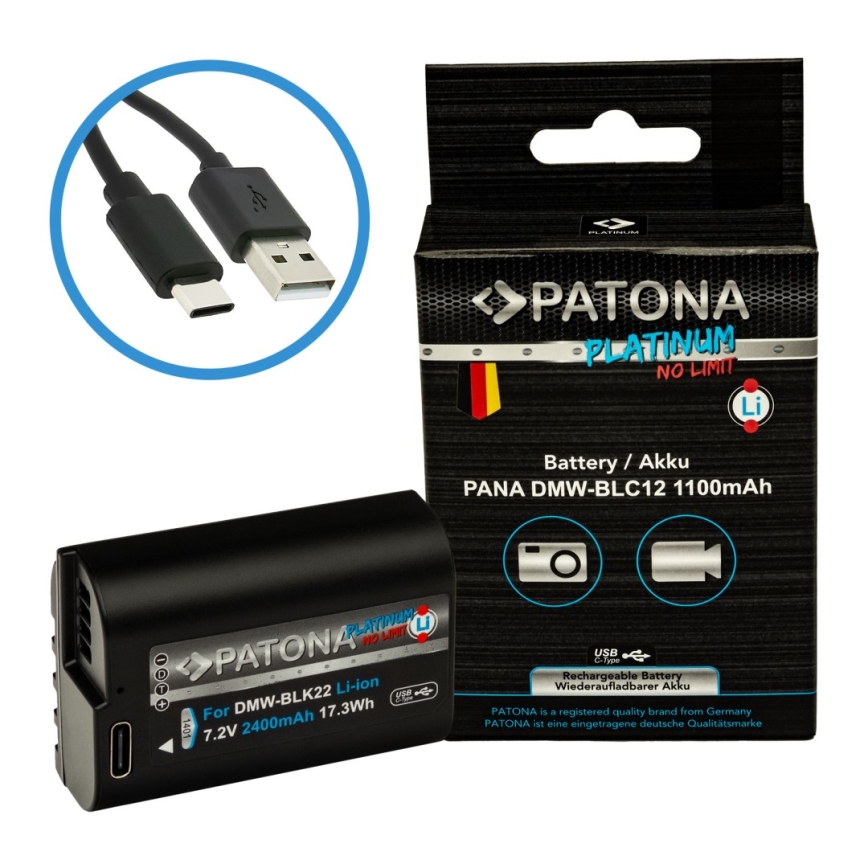 PATONA - Aku Panasonic DMW-BLC12 1100mAh Li-Ion Platinum USB-C nabíjanie