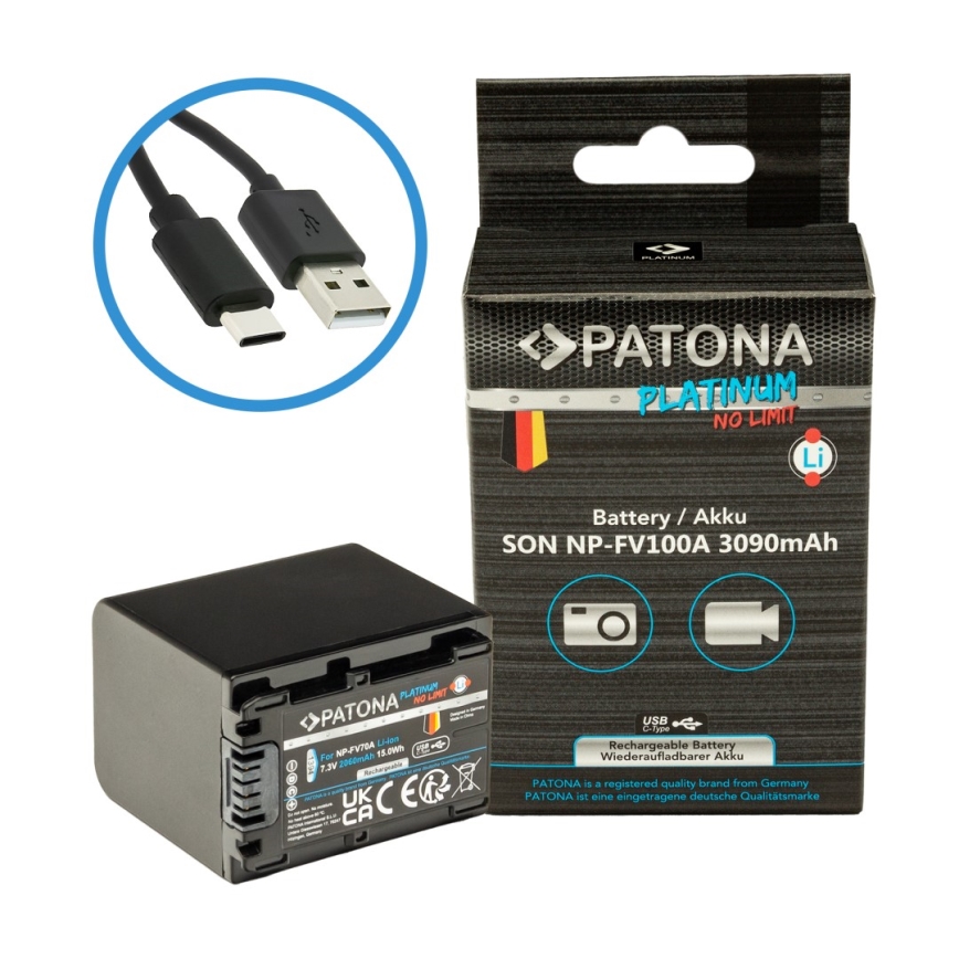 PATONA - Aku Sony NP-FV100 3090mAh Li-Ion Platinum USB-C nabíjanie