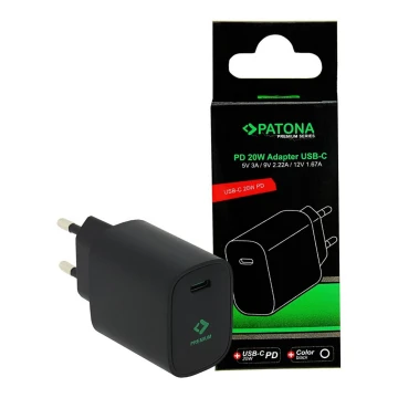 PATONA - Nabíjací adaptér USB-C Power delivery 20W/230V čierna