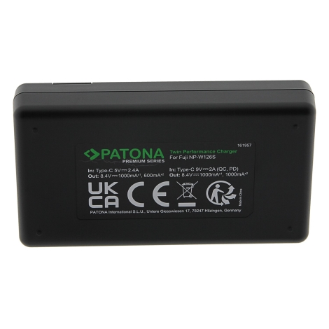 PATONA - Rýchlonabíjačka Dual Fuji NP-W126 + kábel USB-C 0,6m