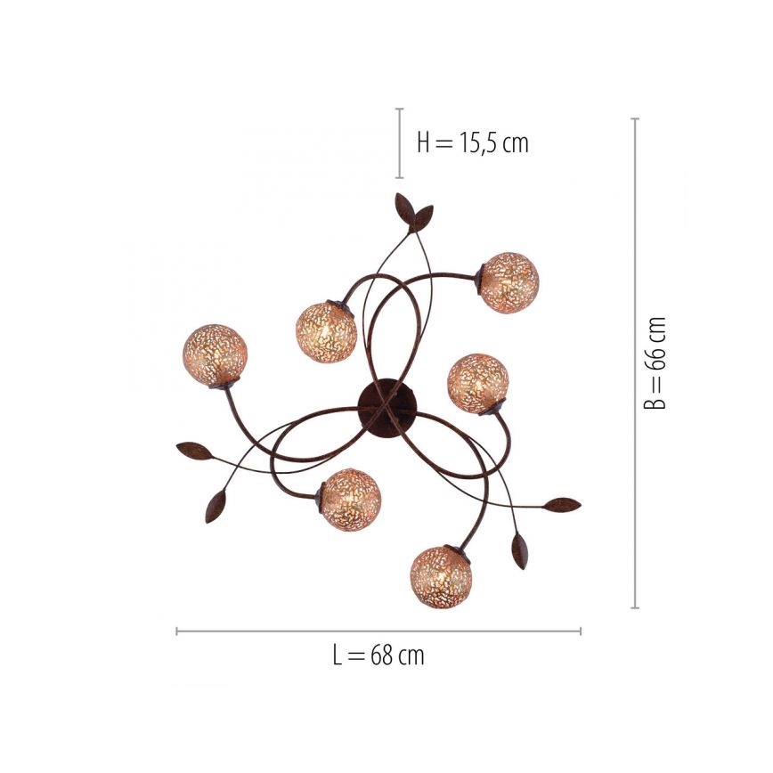 Paul Neuhaus 6398-48 - Prisadený luster GRETA 6xG9/40W/230V