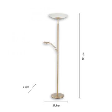 Paul Neuhaus 655-60 - LED Stmievateľná stojacia lampa ALFRED 1xLED/28W/230V+1xLED/4W/230V mosadz