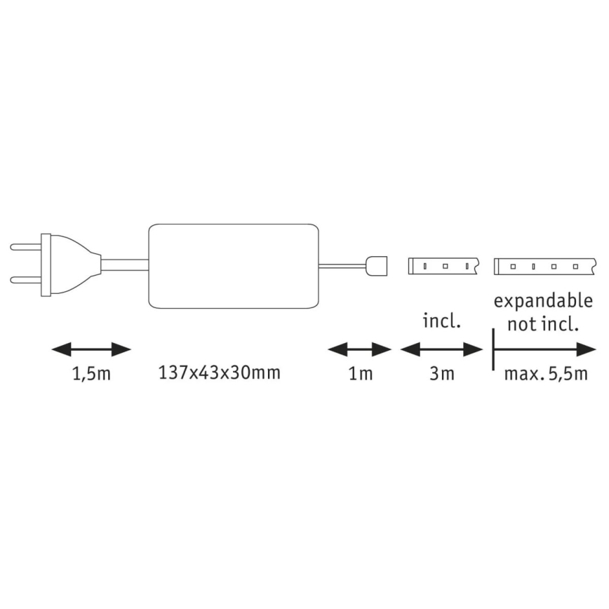 Paulmann 70666 - LED/20W IP44 Kúpeľňový pásik MAXLED 3m 230V