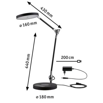 Paulmann 78010 - LED/11W Stmievateľná dotyková stolná lampa NUMIS 230V 2700/4000/6500K čierna