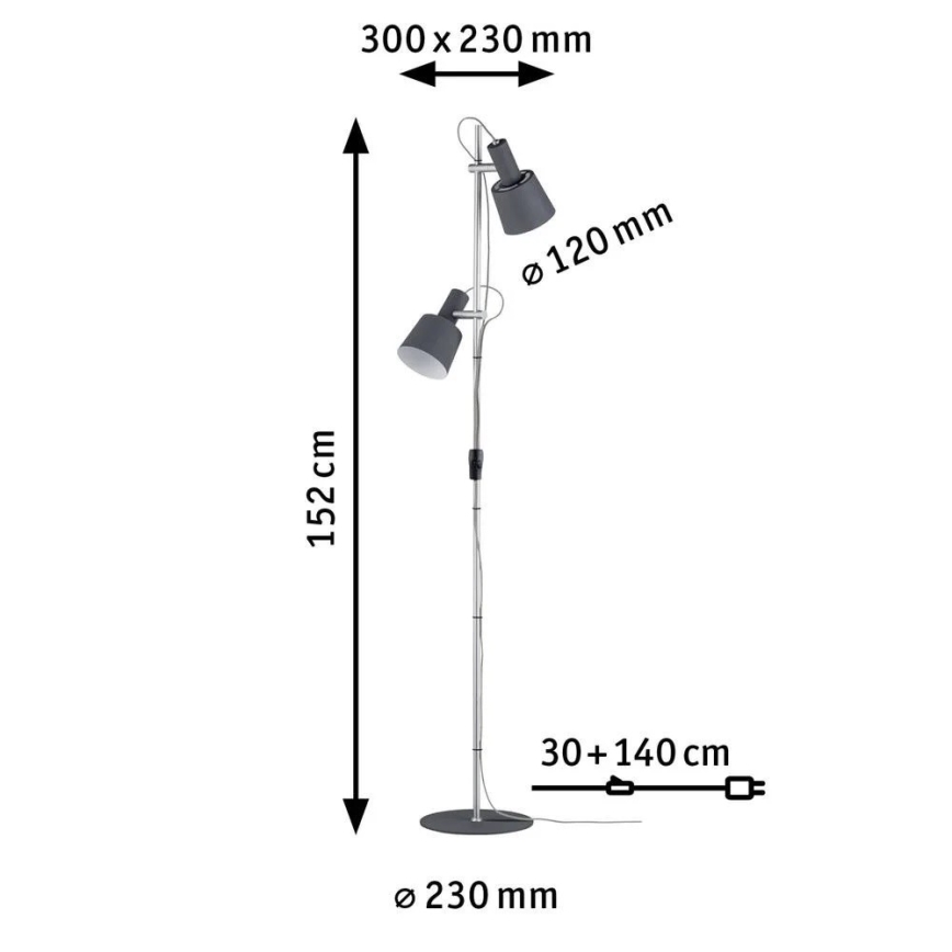 Paulmann 79690 - 2xE14/20W Stojacia lampa NEORDIC HALDAR 230V