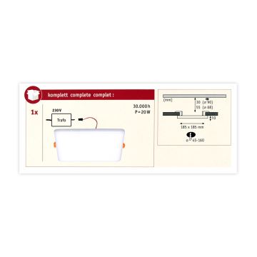 Paulmann 92398 - LED/17,5W IP44 Kúpeľňové podhľadové svietidlo VARIFIT 230V