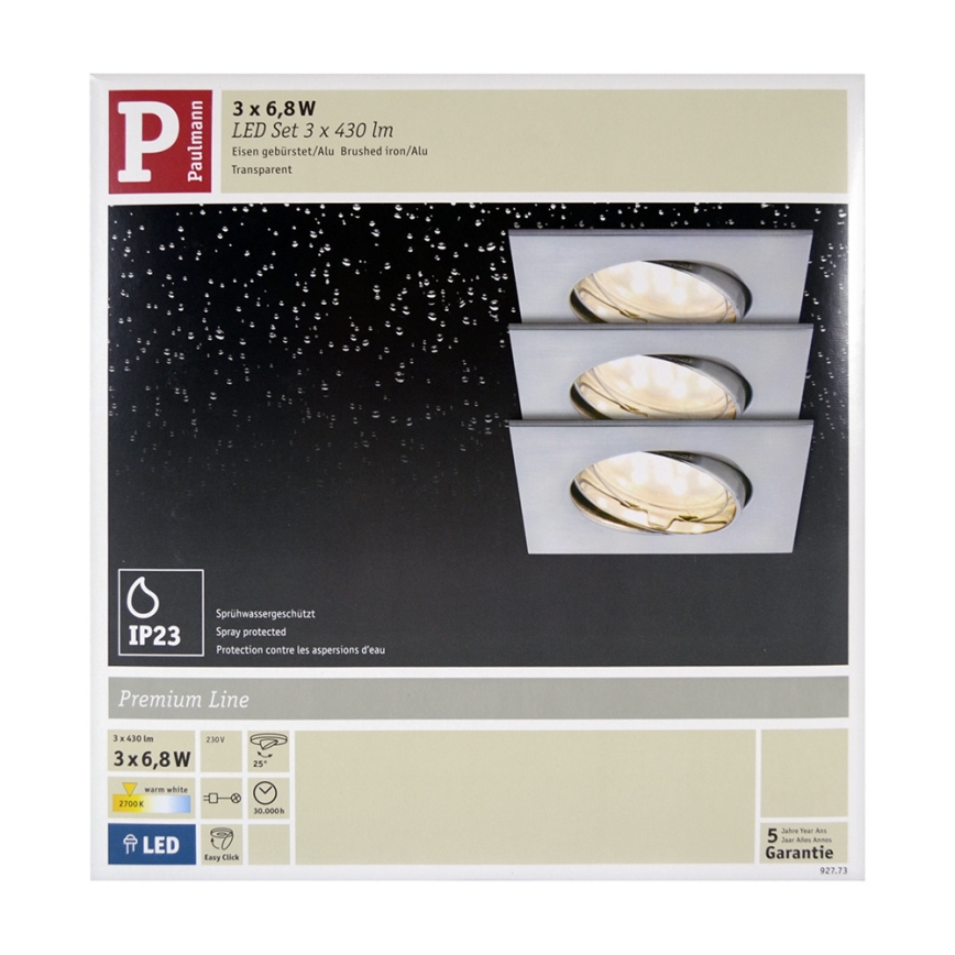 Paulmann 92773 - SADA 3x LED/6,8W Kúpeľňové podhľadové svietidlo COIN 230V