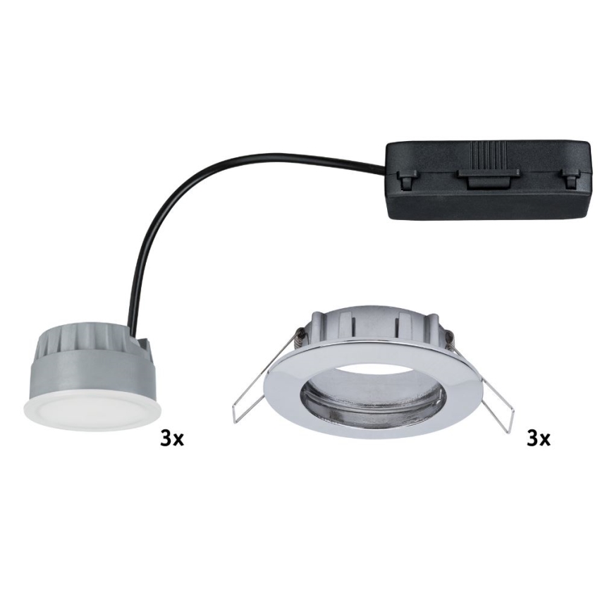 Paulmann 92829 - SADA 3x LED/6,8W IP44 Kúpeľňové stmievateľné podhľadové svietidlo COIN 230V