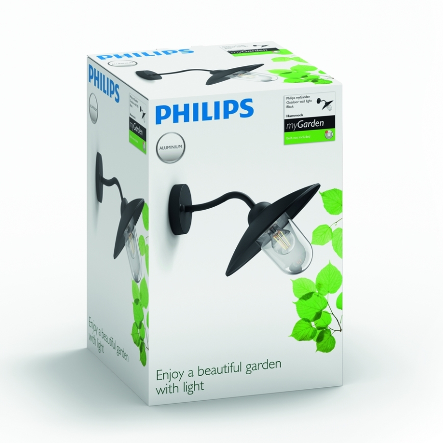 Philips 01643/30/PN - Vonkajšie nástenné svietidlo HAMMOCK 1xE27/60W/230V