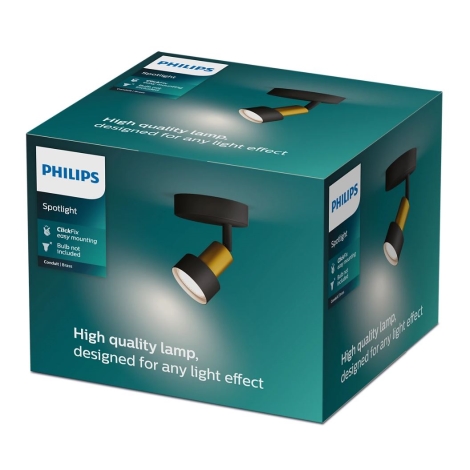 Philips - Bodové svietidlo CONDUIT 1xGU10/5W/230V čierna/mosadz