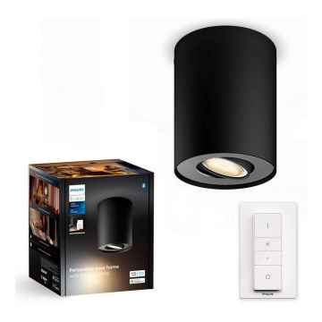 Philips - LED Stmievateľné bodové svietidlo Hue PILLAR 1xGU10/4,2W/230V 2200-6500K + diaľkové ovládanie čierna