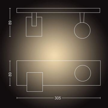 Philips - LED Stmievateľné bodové svietidlo Hue RUNNER 2xGU10/4,2W/230V 2200-6500K + diaľkové ovládanie čierna