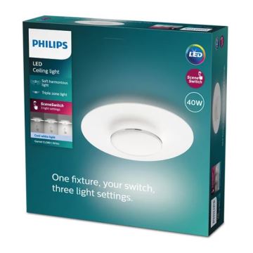 Philips- LED Stmievateľné stropné svietidlo SCENE SWITCH LED/40W/230V 4000K strieborná