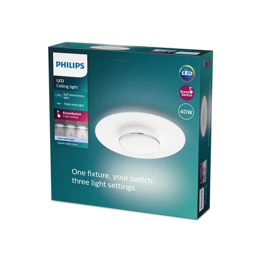 Philips- LED Stmievateľné stropné svietidlo SCENE SWITCH LED/40W/230V 4000K strieborná