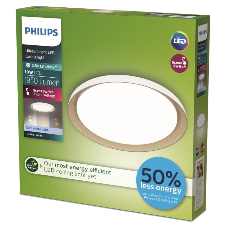 Philips - LED Stmievateľné stropné svietidlo PEBBLO SCENE SWITCH LED/10W/230V 4000K biela