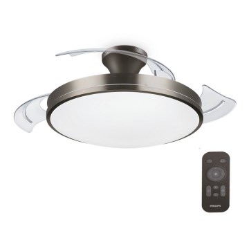 Philips-LED Stropné svietidlo s ventilátorom BLISS LED/35W/230V 5500/4000/2700K nikel + diaľkové ovládanie