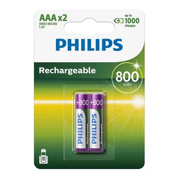 Philips R03B2A80/10 - 2 ks Nabíjacia batéria AAA MULTILIFE NiMH/1,2V/800 mAh