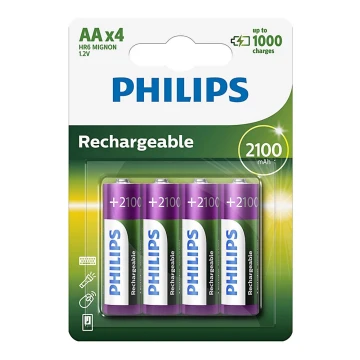 Philips R6B4A210/10 - 4 ks Nabíjacia batéria AA MULTILIFE NiMH/1,2V/2100 mAh
