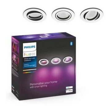 Philips - SADA 3x LED RGB Stmievateľné podhľadové svietidlo Hue CENTURA 1xGU10/5,7W/230V 2000-6500K